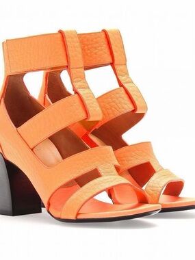 Women’s Orange Strappy Block Heel Sandals